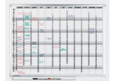 Keramická roční plánovací tabule 90x120 cm, PROFESSIONAL, magnetická, bílá