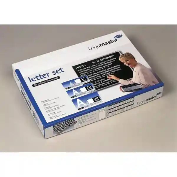 Box s roztříděnými písmeny, číslicemi a znaky, v. 30 mm