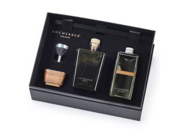 Dárková sada s vůní HABANA TOBACCO - flakon aroma difuzéru + náplň 500 ml + tyčinky + trychtýřek + víčko z ořechového dřeva