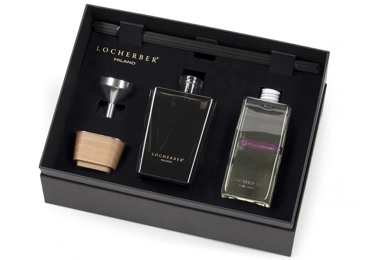 Dárková sada s vůní VENETIAE - flakon aroma difuzéru + náplň 500 ml + tyčinky + trychtýřek + víčko z ořechového dřeva