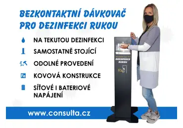 Dávkovač dezinfekce, bezdotykový, volně stojící