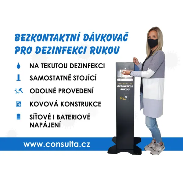 Dávkovač dezinfekce, bezdotykový, volně stojící