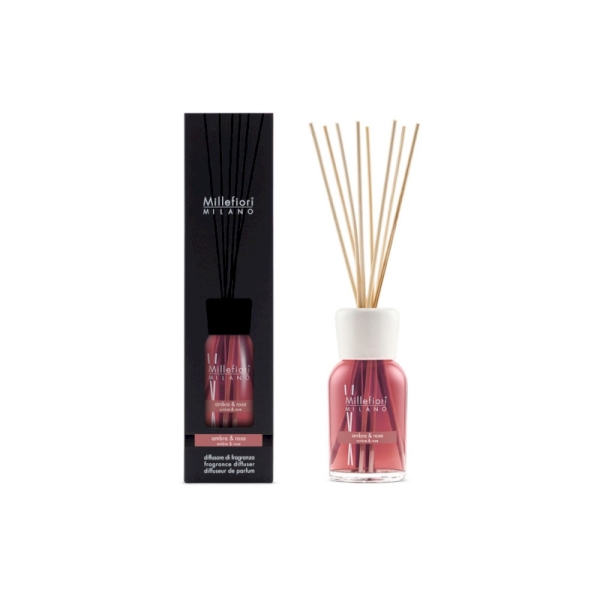 Difuzér a stébla Natural - Ambra & Rosa, 250 ml