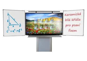 Dotykový displej 86'', 2 bílá křídla a zvedací stojan