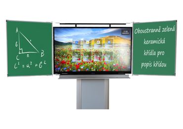 Dotykový displej 86'', 2 zelená křídla a zvedací stojan