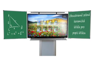 Dotykový displej 86'', 2 zelená křídla a zvedací stojan