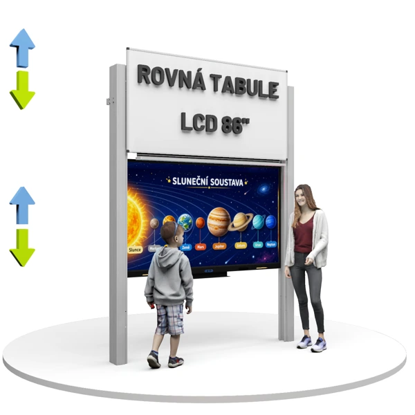 Dotykový displej 86'' + tabule 200x100 cm, na pylonech
