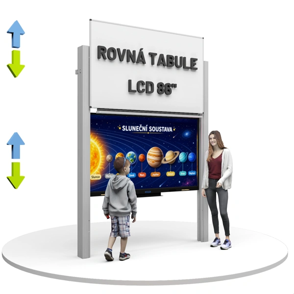 Dotykový displej 86'' + tabule 200x120 cm, na pylonech