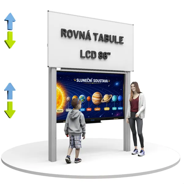 Dotykový displej 86'' + tabule 240x120 cm, na pylonech