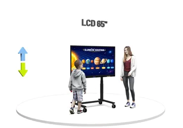 Dotykový LCD displej 65" na mobilním elektrickém stojanu