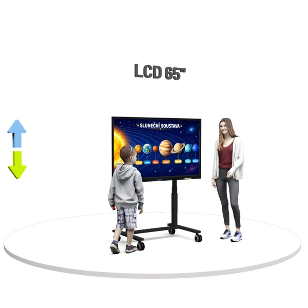 Dotykový LCD displej 65" na mobilním elektrickém stojanu