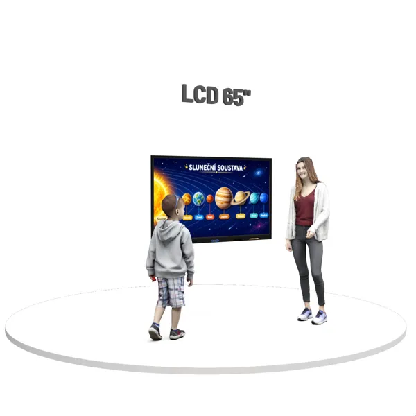 Dotykový LCD displej 65" na stěně