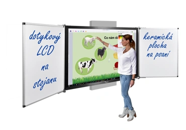 Dotykový LCD displej 75" se dvěma křídly na skrytém zvedacím stojanu