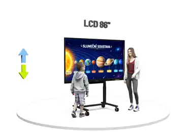 Dotykový LCD displej 86" na mobilním elektrickém stojanu