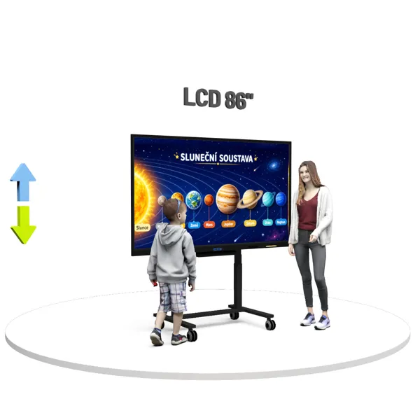 Dotykový LCD displej 86" na mobilním elektrickém stojanu