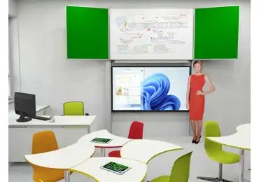 Dotykový LCD displej 86" s tabulí Triiptych na pylonech