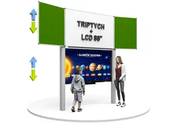 Dotykový LCD displej 86" s tabulí Triptych na pylonech