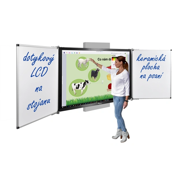 Dotykový LCD displej 86" se dvěma křídly na skrytém zvedacím stojanu