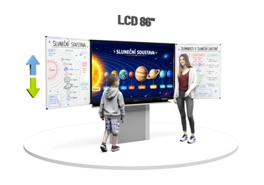 Dotykový LCD displej 86" se dvěma křídly na zvedacím stojanu