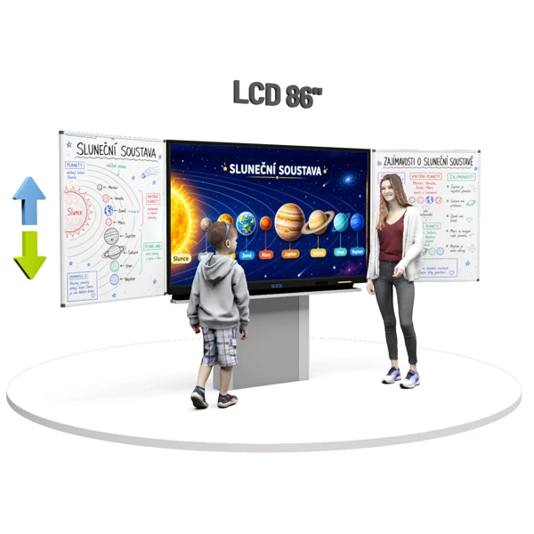 Dotykový LCD displej 86" se dvěma křídly na zvedacím stojanu