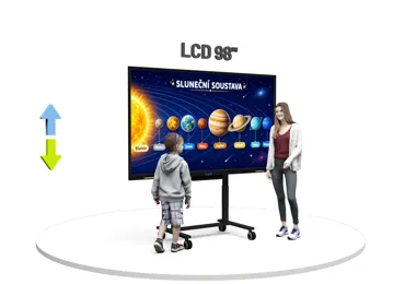 Dotykový LCD displej 98" na mobilním elektrickém stojanu