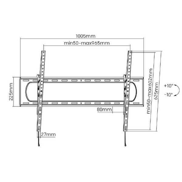Držák Brateck LP73-69T pro TV 60"-120" 120kg polohovatelný nástěnný Heavy Duty