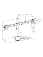 Držák monitoru Brateck LDT66-T024 dvě kloubová ramena vedle sebe na tyčovém držáku samostatně stojící
