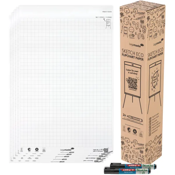 Flipchartový blok SKETCH ECO čtverečkovaný, 20 listů, 5 kusů