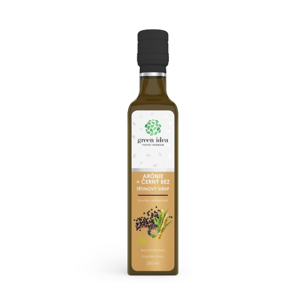 Green idea Arónie+černý bez sirup - třtinový 250 ml