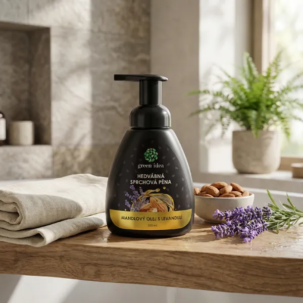 Green idea Hedvábná sprchová pěna - mandlový olej s levandulí 300 ml