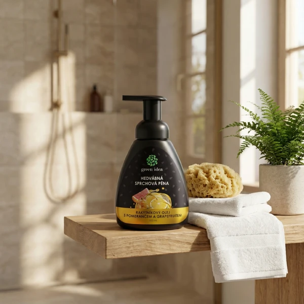 Green idea Hedvábná sprchová pěna - rakytníkový olej s pomerančem a grapefruitem 300 ml