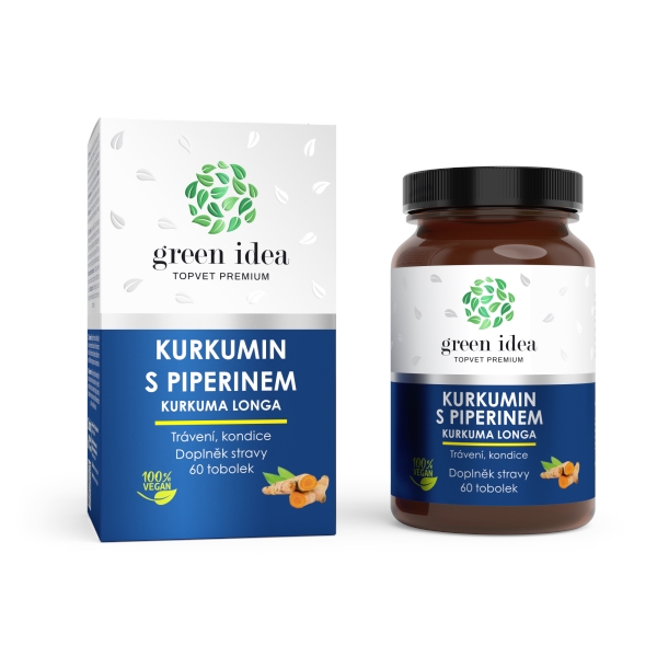 Green idea Kurkumin s piperinem bylinný extrakt  - tobolky 60 ks