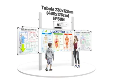 Interaktivní třídílná tabule s dotykovým laserovým projektorem Epson EB-770Fi, na pylonech