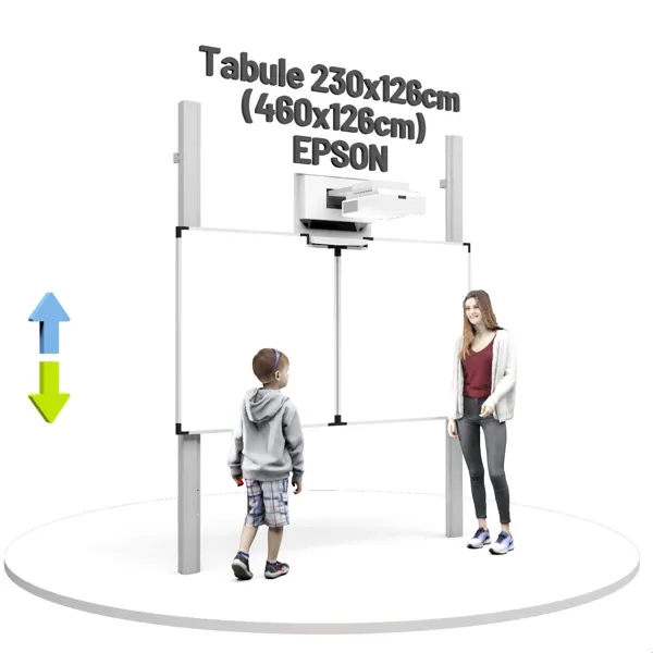 Interaktivní třídílná tabule s dotykovým laserovým projektorem Epson EB-770Fi, na pylonech