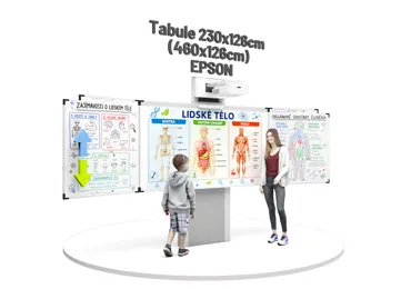 Interaktivní třídílná tabule s dotykovým laserovým projektorem Epson EB-770Fi, na zvedacím stojanu
