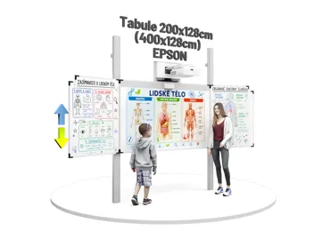 Interaktivní třídílná tabule s dotykovým projektorem Epson EB-695Wi, na pylonech