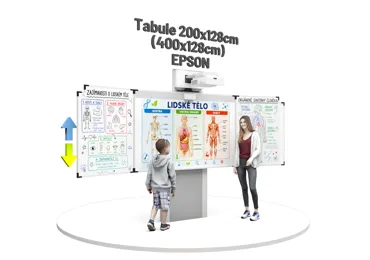 Interaktivní třídílná tabule s dotykovým projektorem Epson EB-695Wi, na zvedacím stojanu