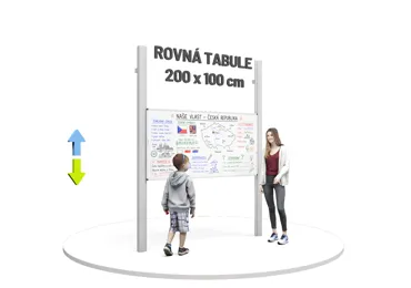 Keramická magnetická tabule 200 x 100 cm na pylonech, bílá