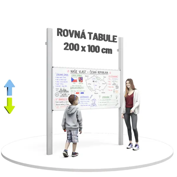 Keramická magnetická tabule 200 x 100 cm na pylonech, bílá