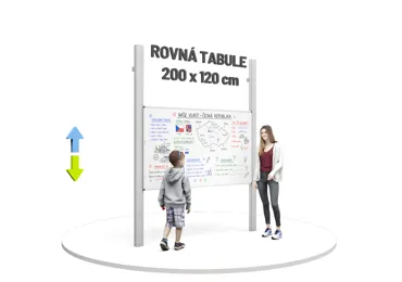 Keramická magnetická tabule 200 x 120 cm na pylonech, bílá
