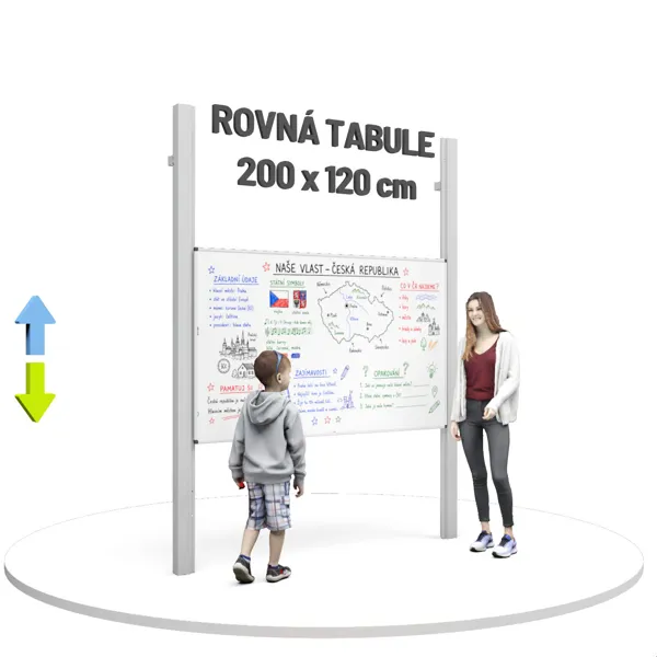 Keramická magnetická tabule 200 x 120 cm na pylonech, bílá