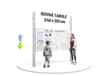 Keramická magnetická tabule 240 x 120 cm na pylonech, bílá