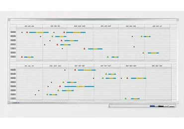 Keramická roční plánovací tabule - 2 pol. (30 polí) 100x200, PROFESSIONAL, magnetická, bílá
