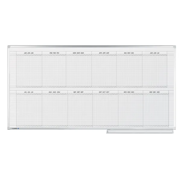 Keramická roční plánovací tabule - 2 pol. (30 polí) 100x200, PROFESSIONAL, magnetická, bílá