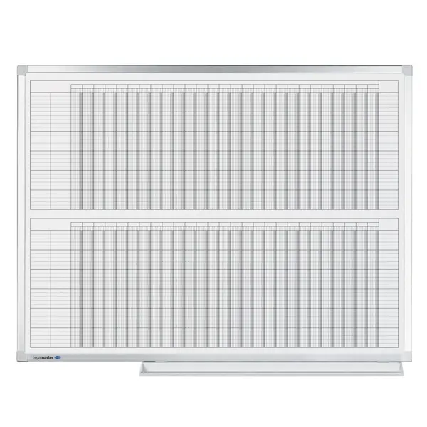 Keramická roční plánovací tabule - 2 pol., (30 polí) 90x120, PROFESSIONAL, magnetická, bílá