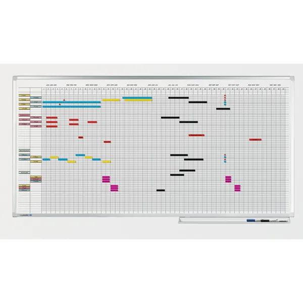 Keramická roční plánovací tabule (75 polí) 100x150 cm, PROFESSIONAL, magnetická, bílá