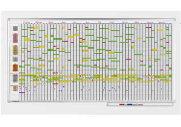 Keramická roční plánovací tabule (75 polí) 100x200 cm, PROFESSIONAL, magnetická, bílá
