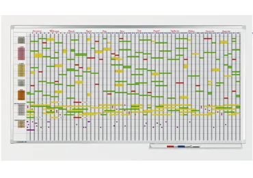 Keramická roční plánovací tabule (75 polí) 100x200 cm, PROFESSIONAL, magnetická, bílá