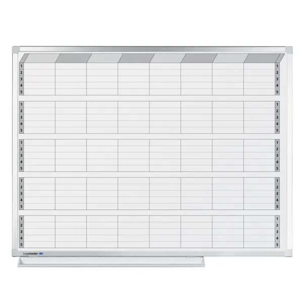 Keramická tabule - plán aktivit/projektů - 7 dnů/5 týdnů, 90x120, PROFESSIONAL, magnetická, bílá