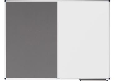 Kombinovaná tabule a plstěná textilní nástěnka UNITE 90x120 cm, šedá
